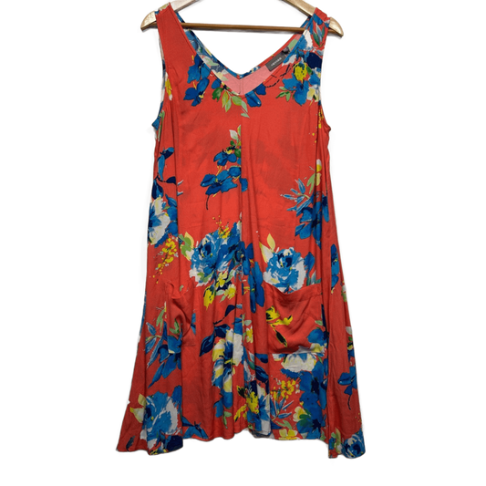 Sussan Sleeveless Floral Viscose Shift V-Neck A-line Dress Size 12