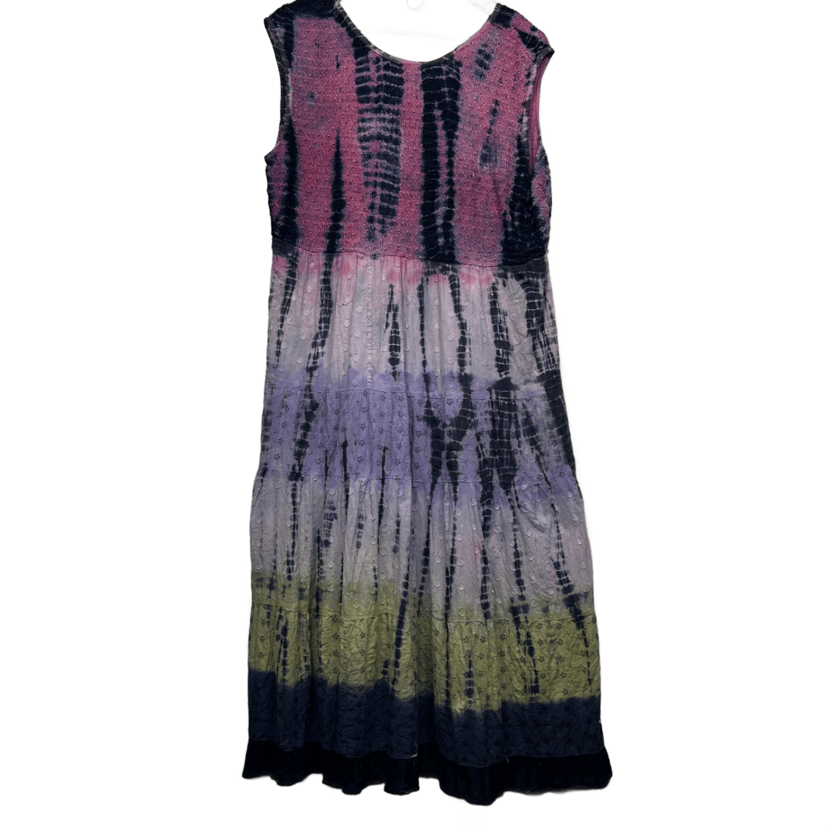 Boho Tie-Dye Sleeveless Rayon Hippie Maxi Dress Size XL 16