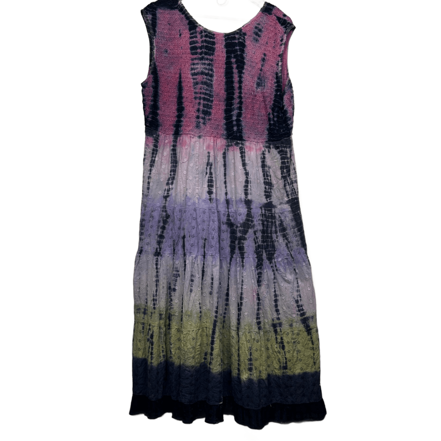 Boho Tie-Dye Sleeveless Rayon Hippie Maxi Dress Size XL 16