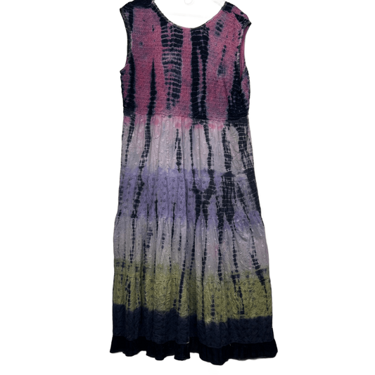 Boho Tie-Dye Sleeveless Rayon Hippie Maxi Dress Size XL 16