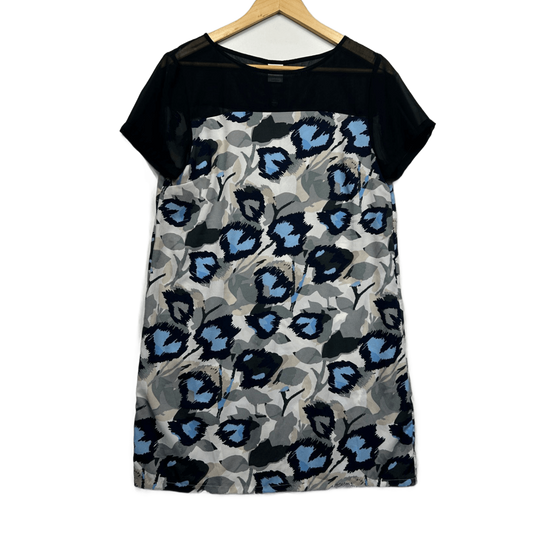 New Vero Moda Blue Black Grey Short Sleeve Round Neck Shift Dress Size Large