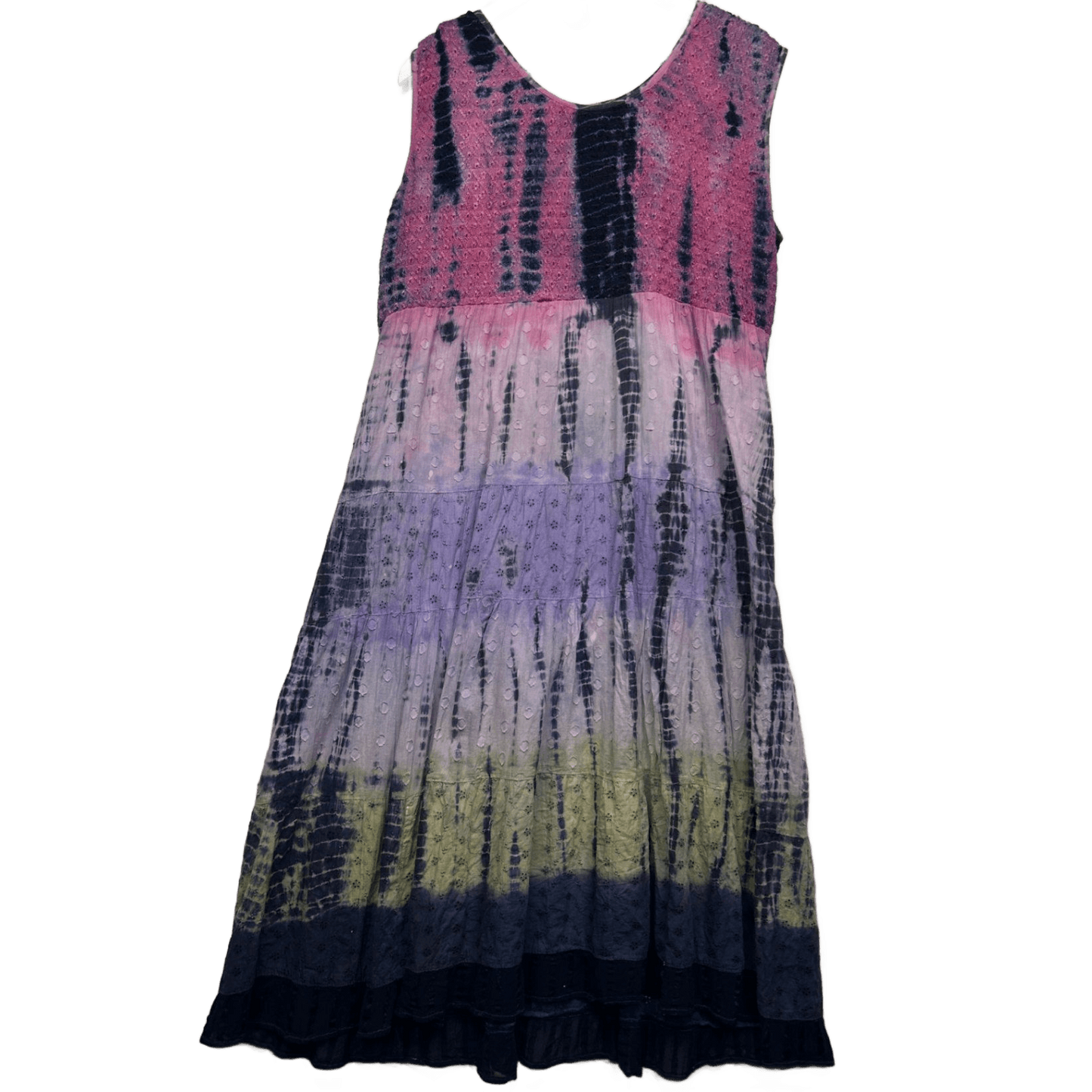 Boho Tie-Dye Sleeveless Rayon Hippie Maxi Dress Size XL 16