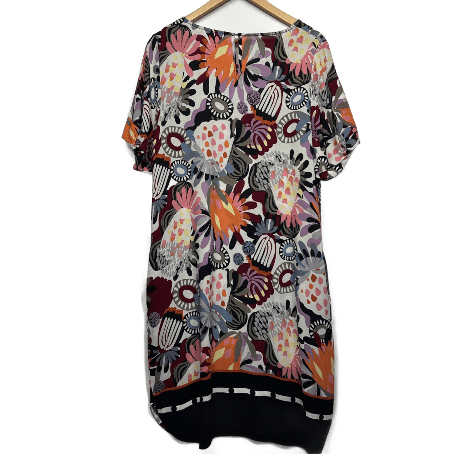 FOIL Multicoloured Short Sleeve Pockets Shift Dress Size 16