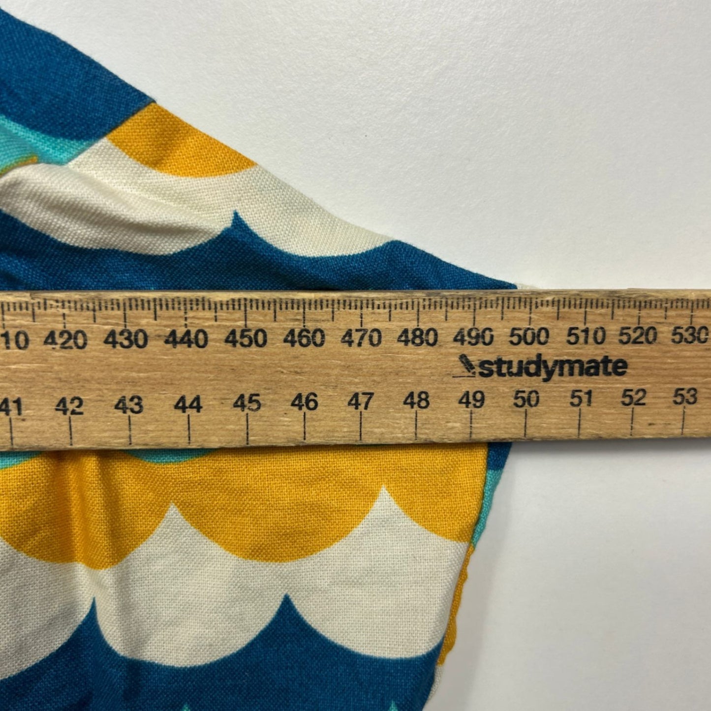 Revival Teal Mustard Blue Scallop Print Sleeveless Cotton Retro Dress Size 16