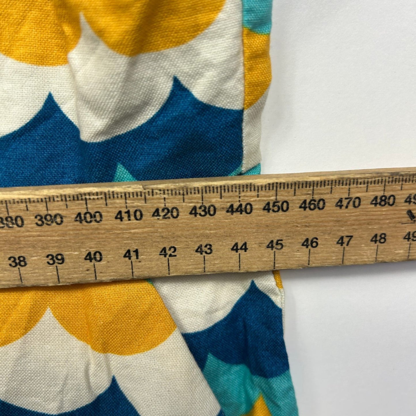 Revival Teal Mustard Blue Scallop Print Sleeveless Cotton Retro Dress Size 16