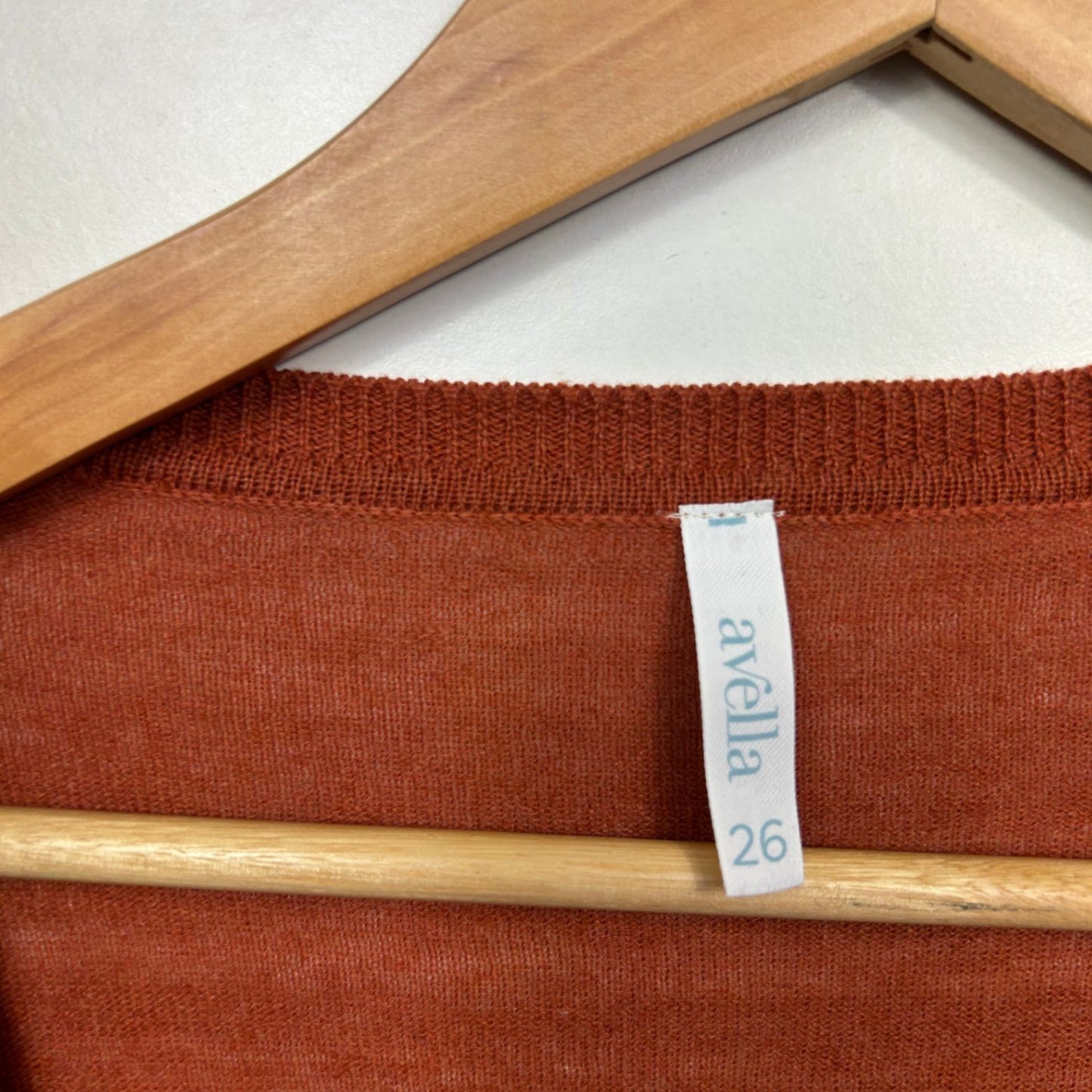 Avella  Rust Orange Cotton Blend Long Sleeve Cardigan Size 26