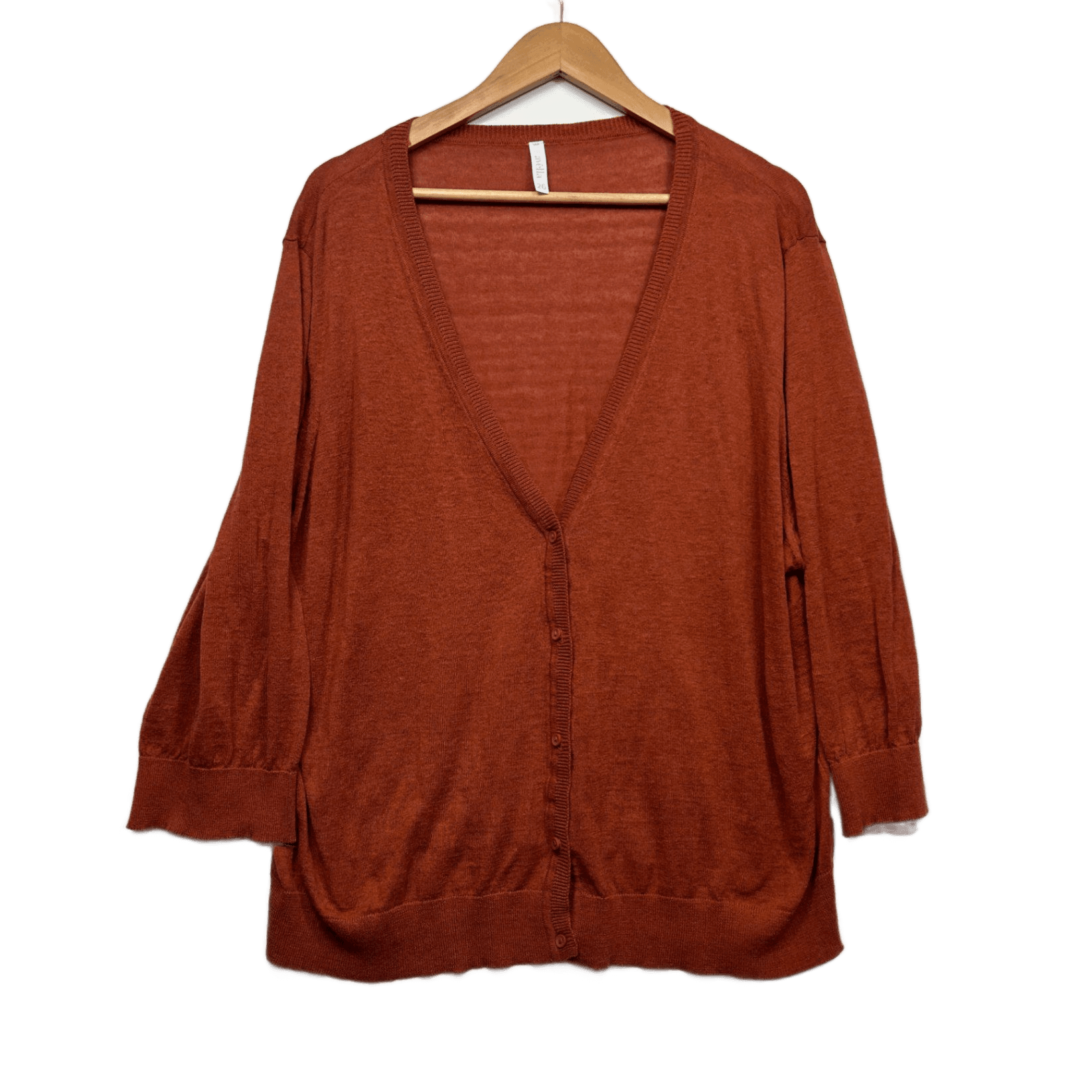 Avella  Rust Orange Cotton Blend Long Sleeve Cardigan Size 26