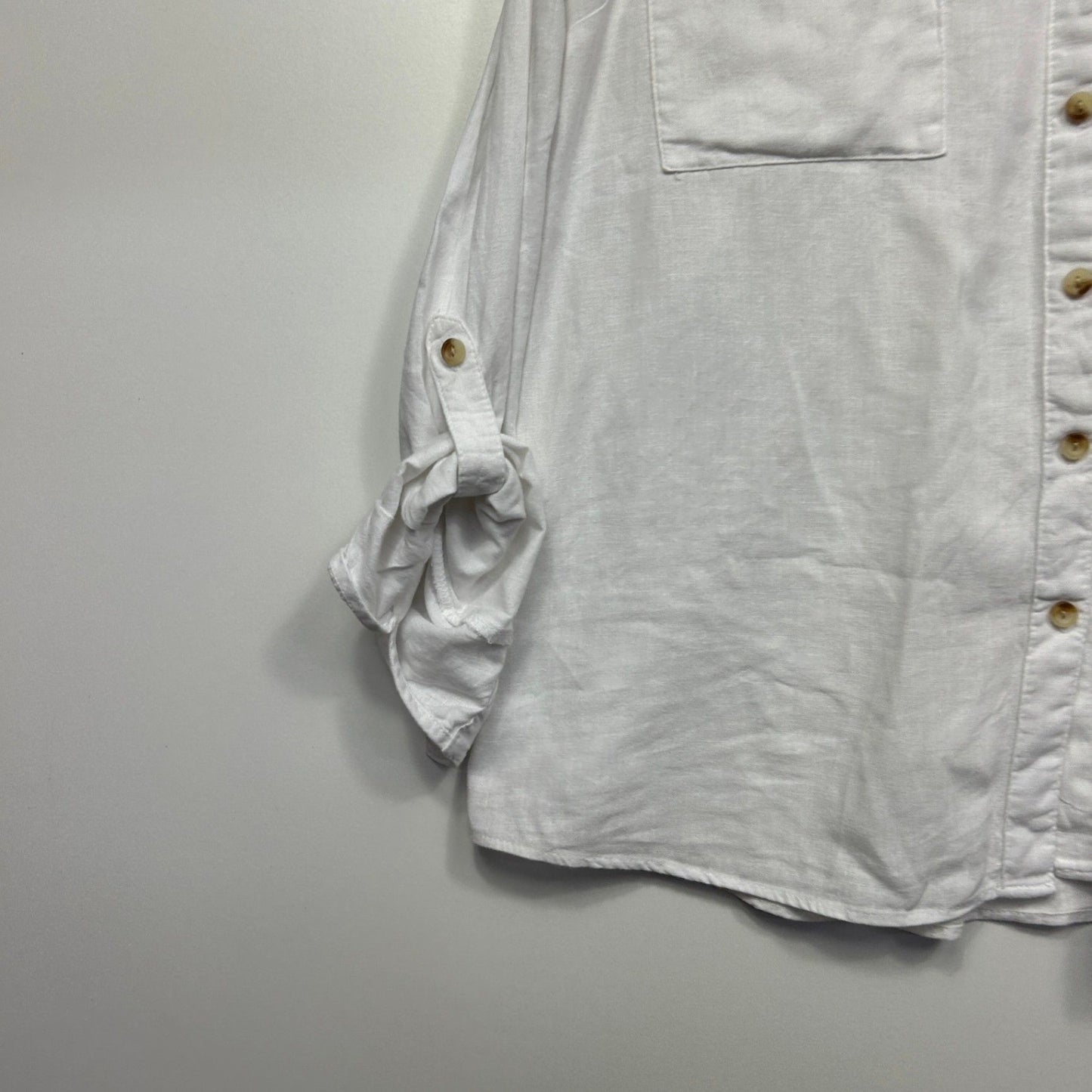 Anko White Linen Blend Long Sleeve Shirt Blouse Size 14 (Fault - Mark)