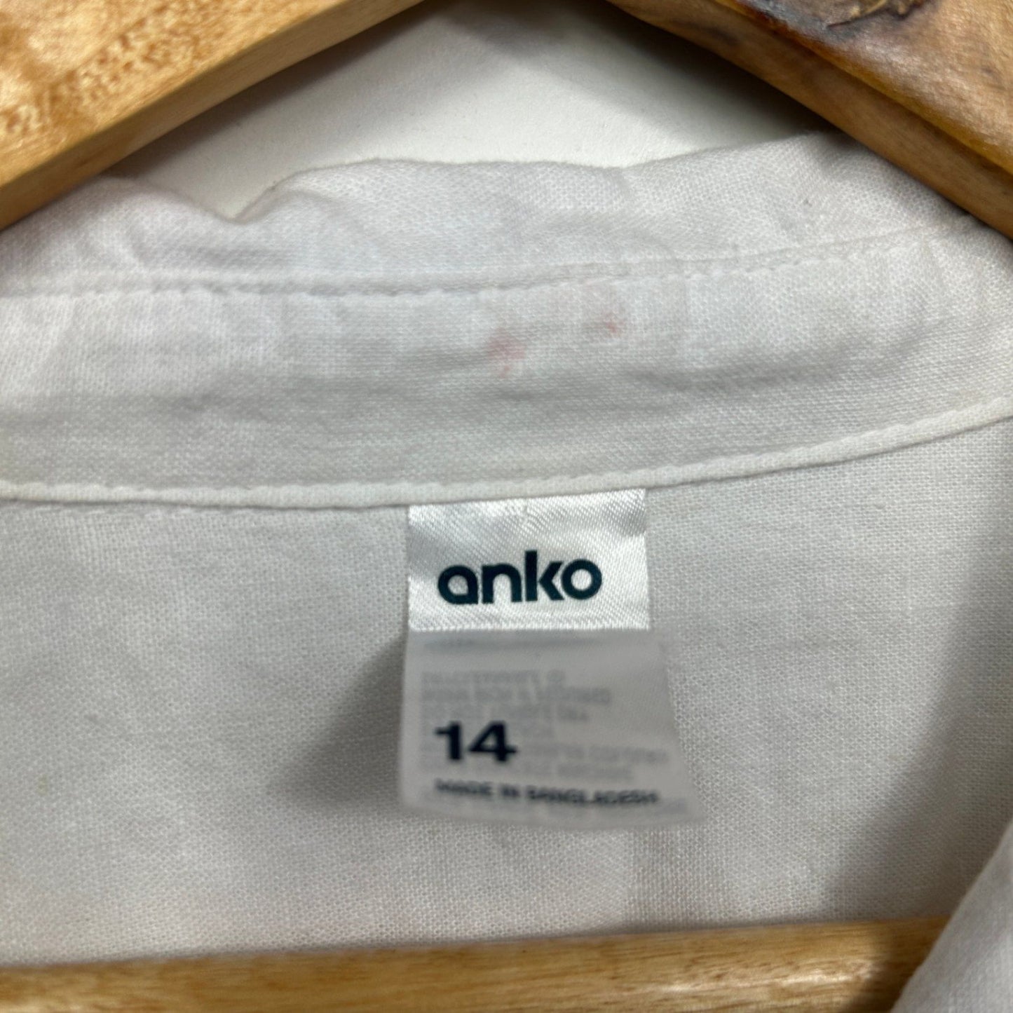 Anko White Linen Blend Long Sleeve Shirt Blouse Size 14 (Fault - Mark)