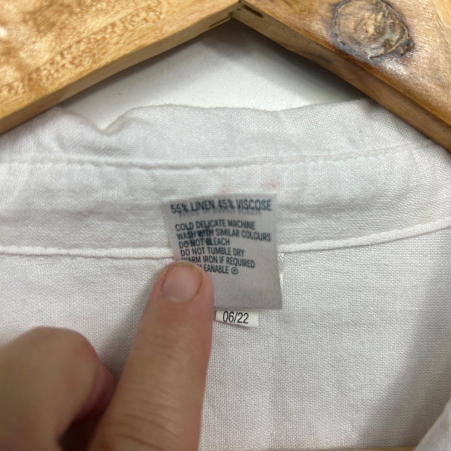 Anko White Linen Blend Long Sleeve Shirt Blouse Size 14 (Fault - Mark)