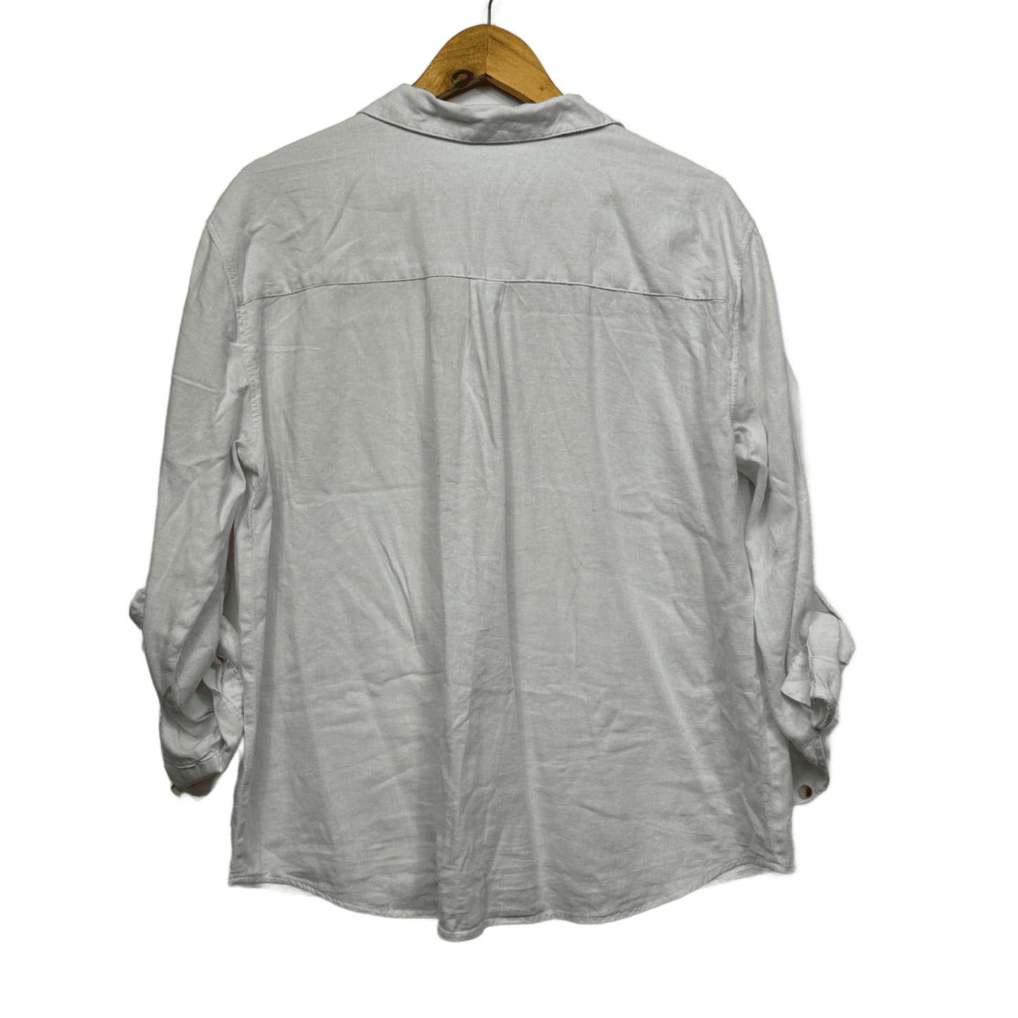 Anko White Linen Blend Long Sleeve Shirt Blouse Size 14 (Fault - Mark)