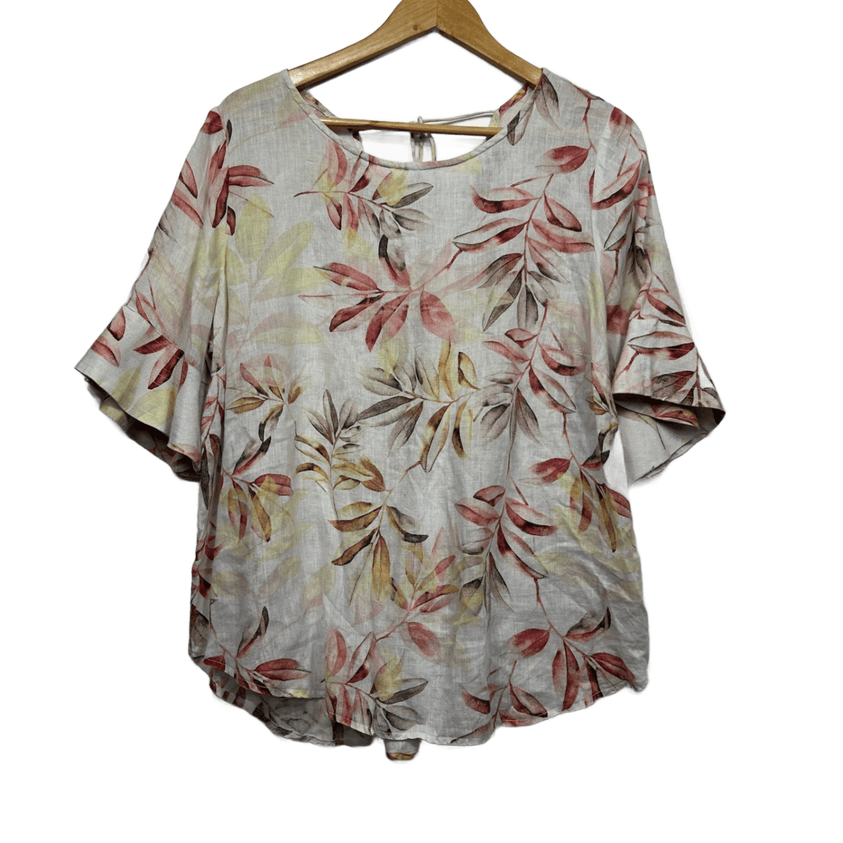 Sussan Linen Floral Short Sleeve Top Size 18 (Fault)