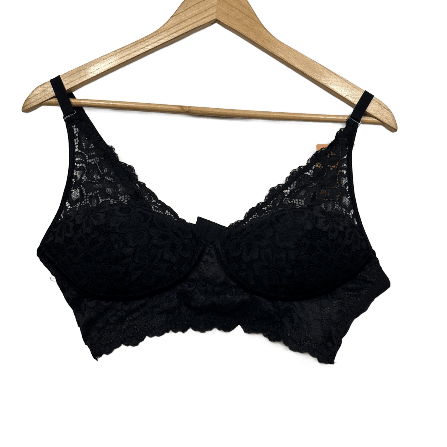 New Bras n Things Black Floral Lace Wirefree Bra 14 C