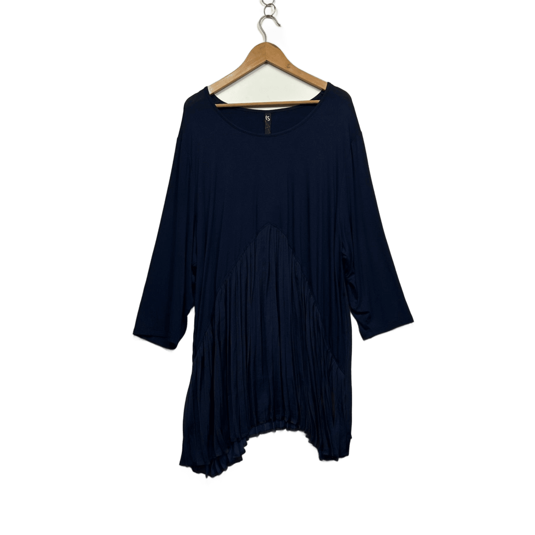 Taking Shape Navy Blue Long Sleeve Pleated Tunic Top Size 24