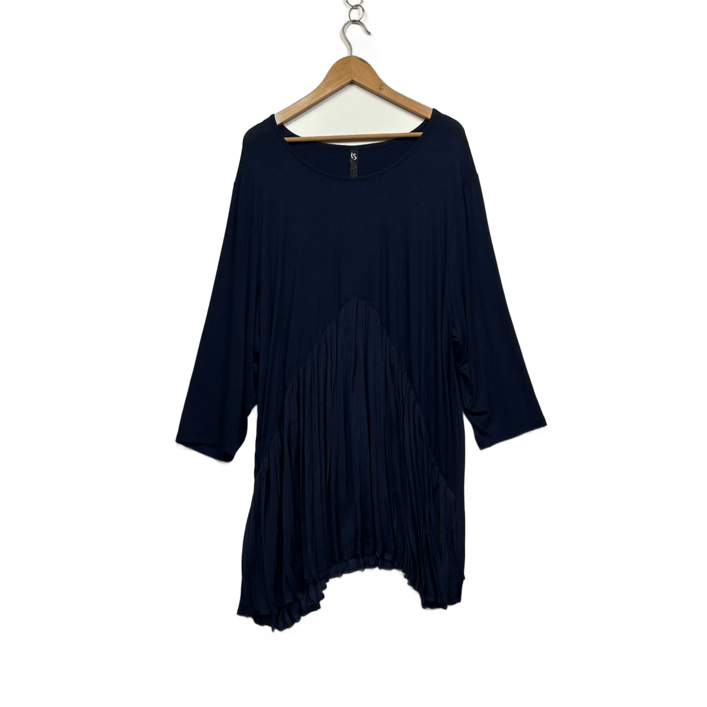 Taking Shape Navy Blue Long Sleeve Pleated Tunic Top Size 24