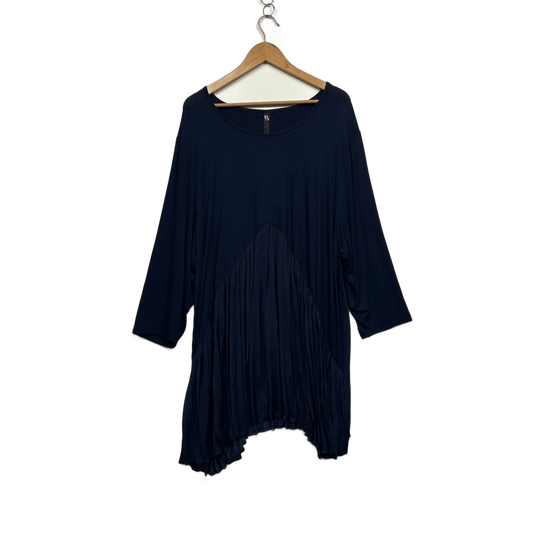 Taking Shape Navy Blue Long Sleeve Pleated Tunic Top Size 24