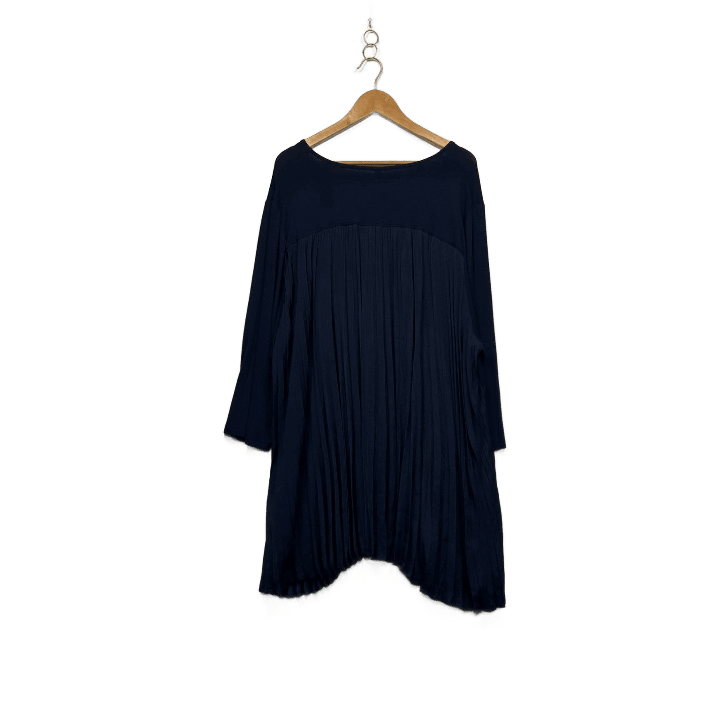 Taking Shape Navy Blue Long Sleeve Pleated Tunic Top Size 24