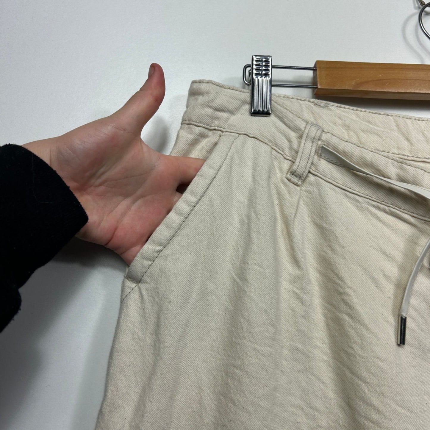 Jaase Jogger Beige Cotton Casual Pockets Elastic Waist Boho Pants Size XL