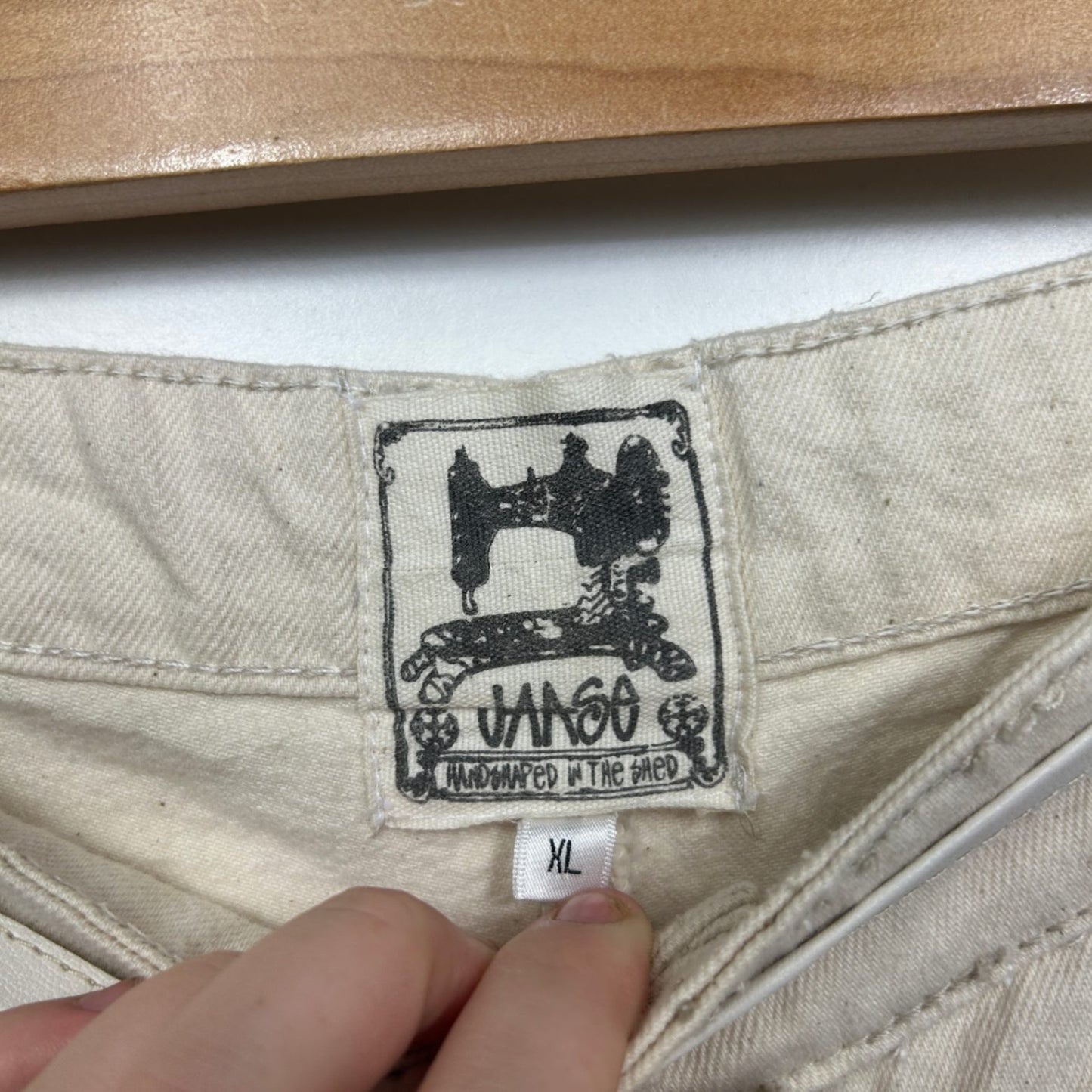 Jaase Jogger Beige Cotton Casual Pockets Elastic Waist Boho Pants Size XL