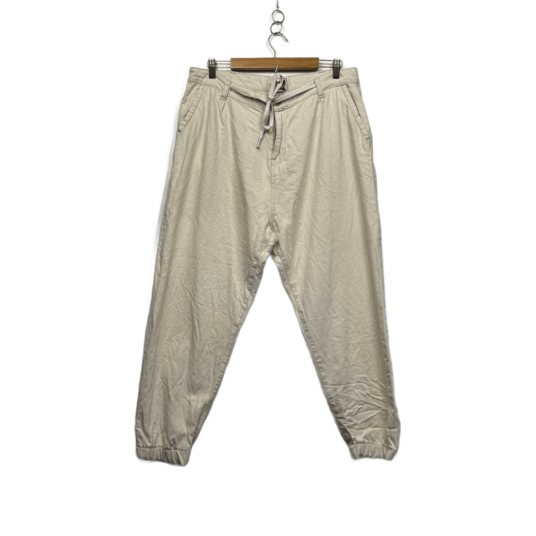 Jaase Jogger Beige Cotton Casual Pockets Elastic Waist Boho Pants Size XL