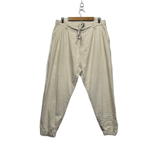 Jaase Jogger Beige Cotton Casual Pockets Elastic Waist Boho Pants Size XL
