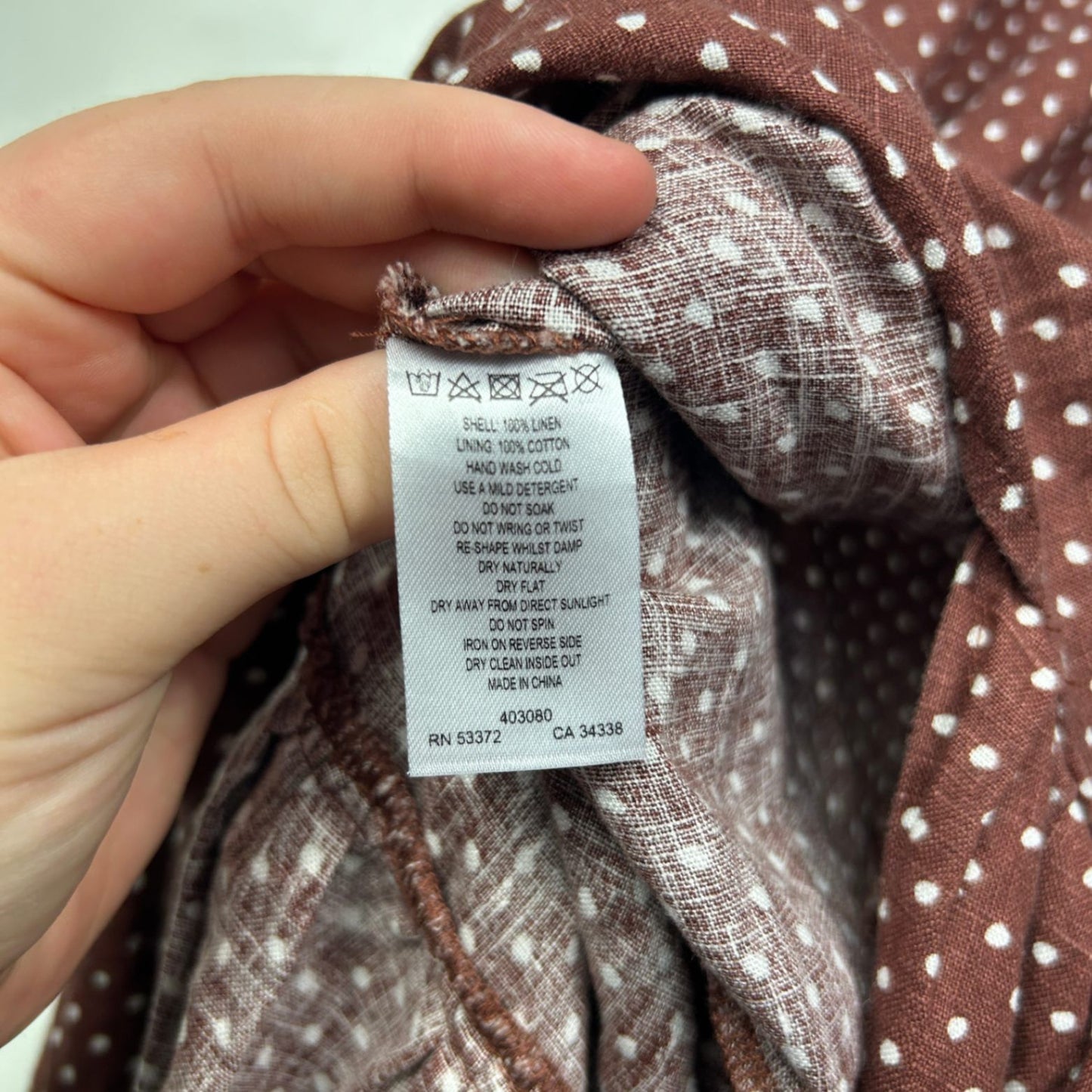 French Connection Chocolate Brown Polka Dot Linen Maxi Skirt Size 16