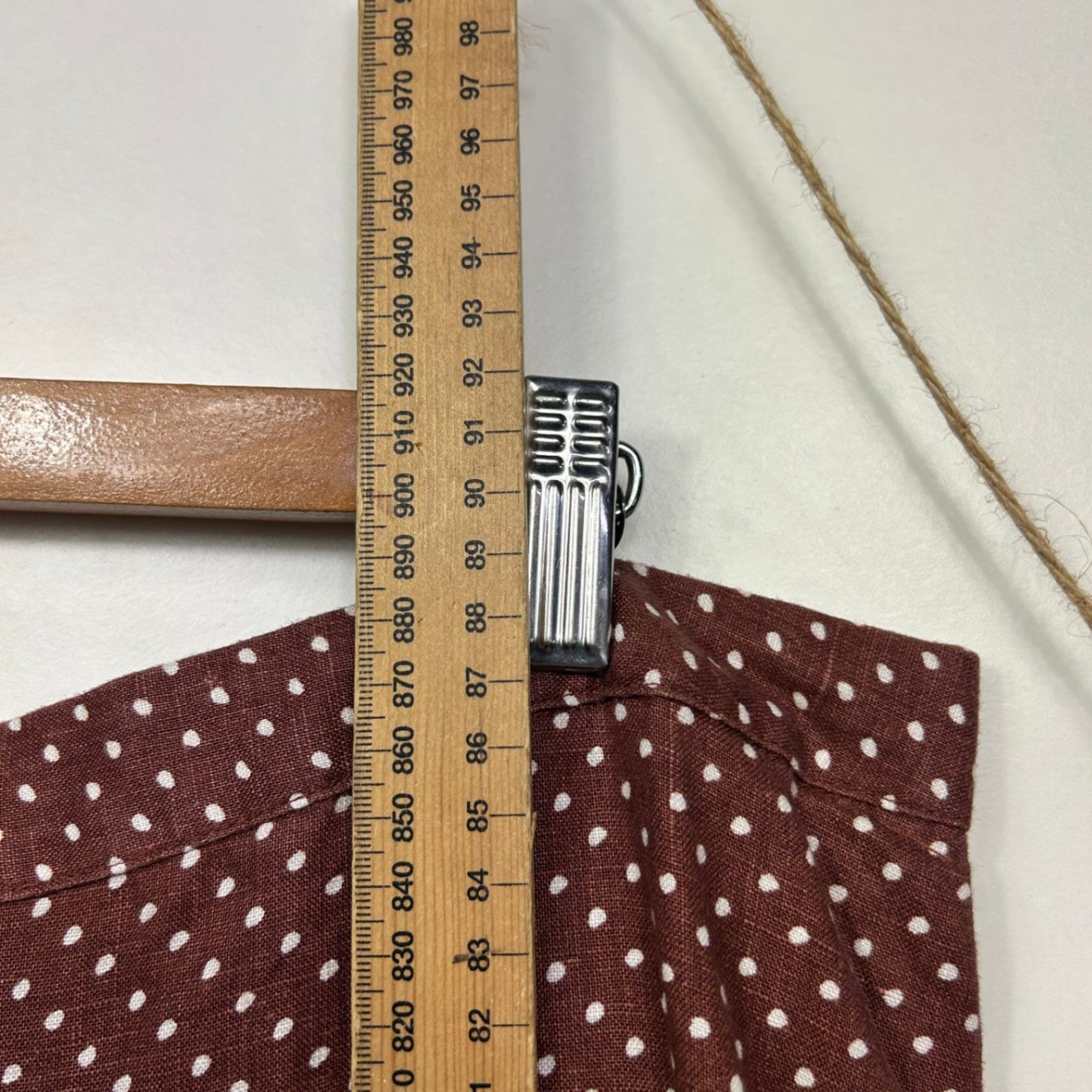 French Connection Chocolate Brown Polka Dot Linen Maxi Skirt Size 16