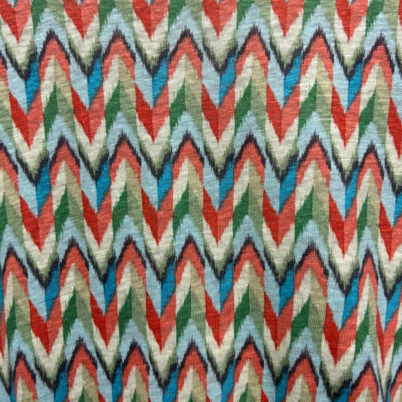 Blue Illusion Multicoloured Short Sleeve 100% French Linen Top Size Large