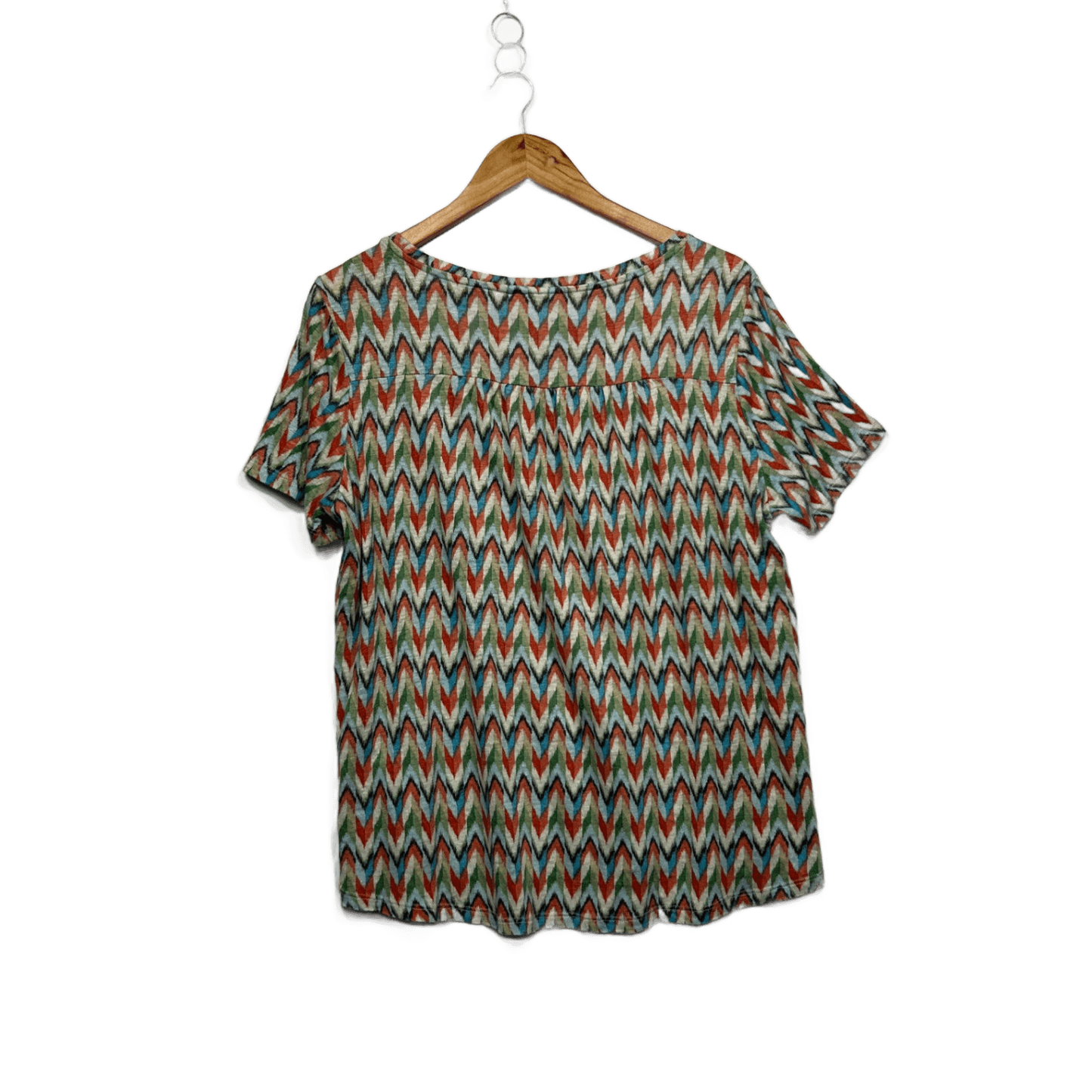 Blue Illusion Multicoloured Short Sleeve 100% French Linen Top Size Large