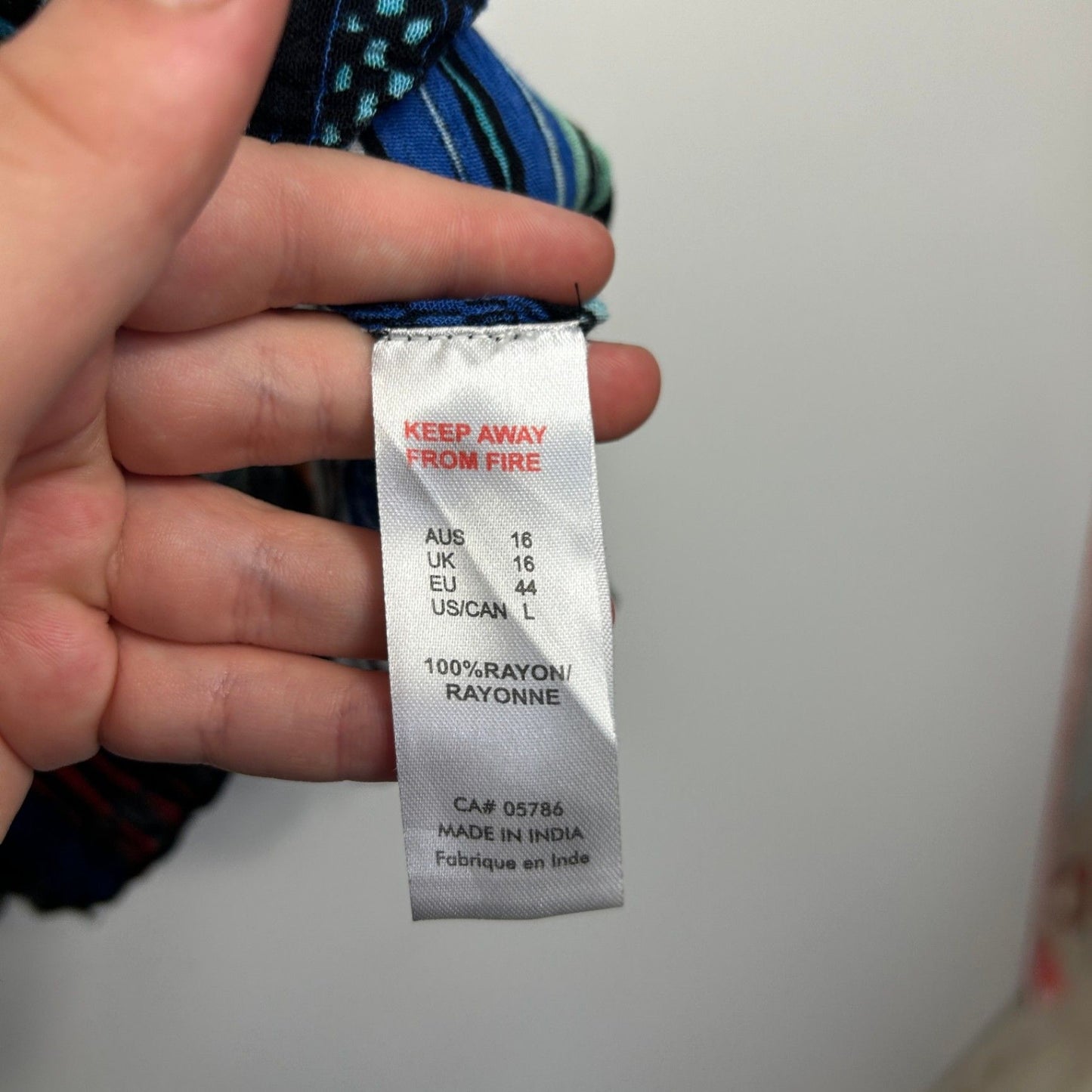 Dwij Multicoloured Rayon Short Sleeve Aztec Top Blouse Size 16