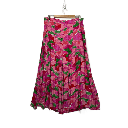 Amaroso Pink Green Red Floral Wide Leg Flowy Pants 2XL