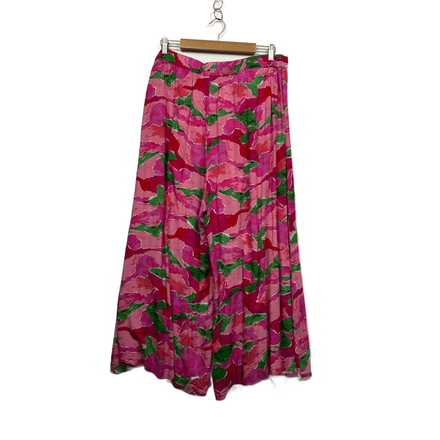 Amaroso Pink Green Red Floral Wide Leg Flowy Pants 2XL