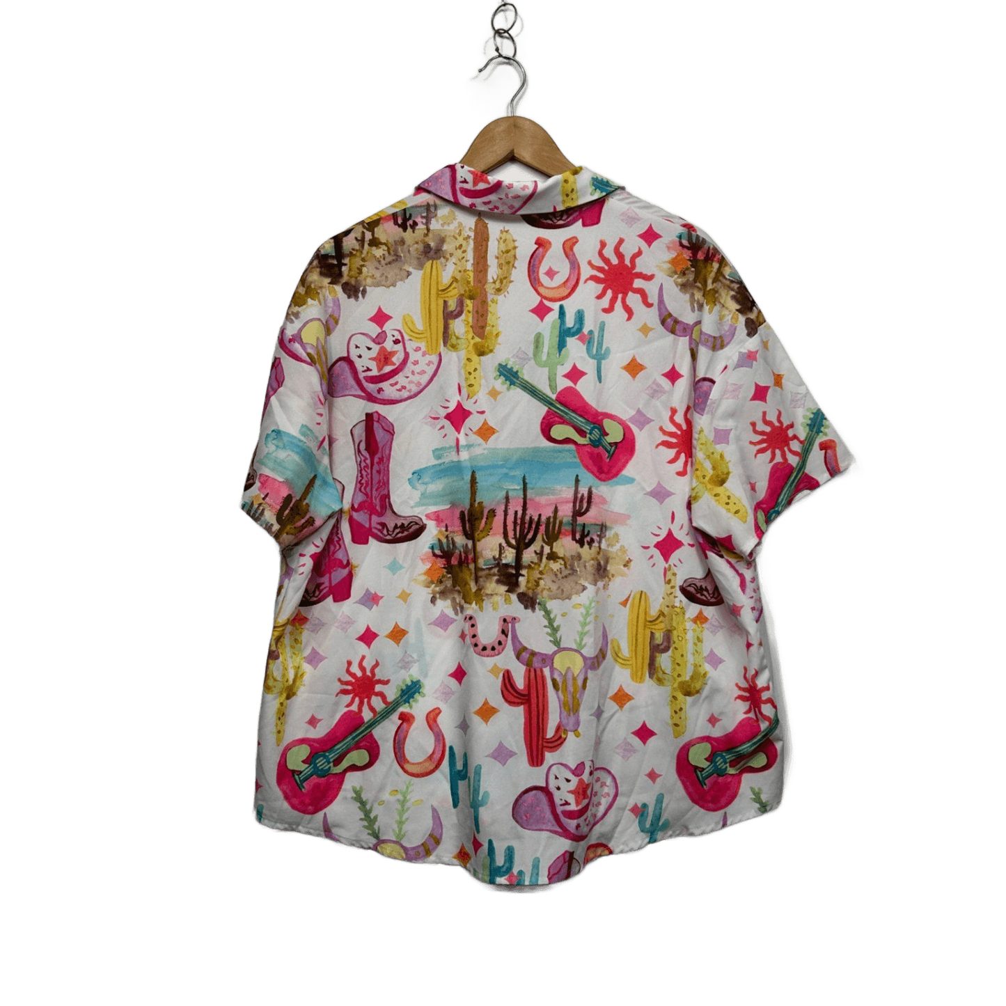 SHEIN Womens Multicoloured Western Cowboy Cactus Country Top Size XL