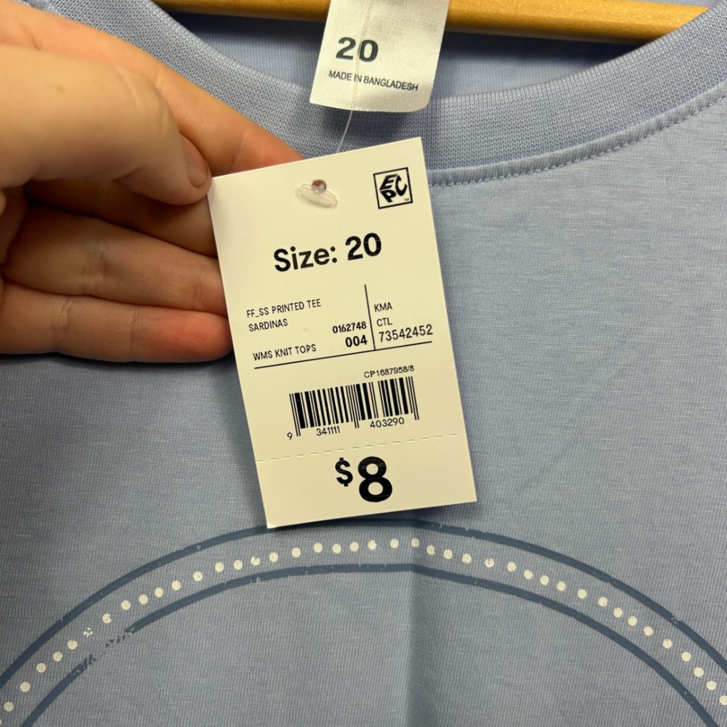 New Anko  Blue Short Sleeve Crew Neck Graphic Tee T-Shirt Size 20