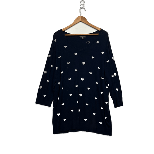 Autograph Womens Navy Blue Hearts Pullover Jumper Knit Size 20 Large Plus