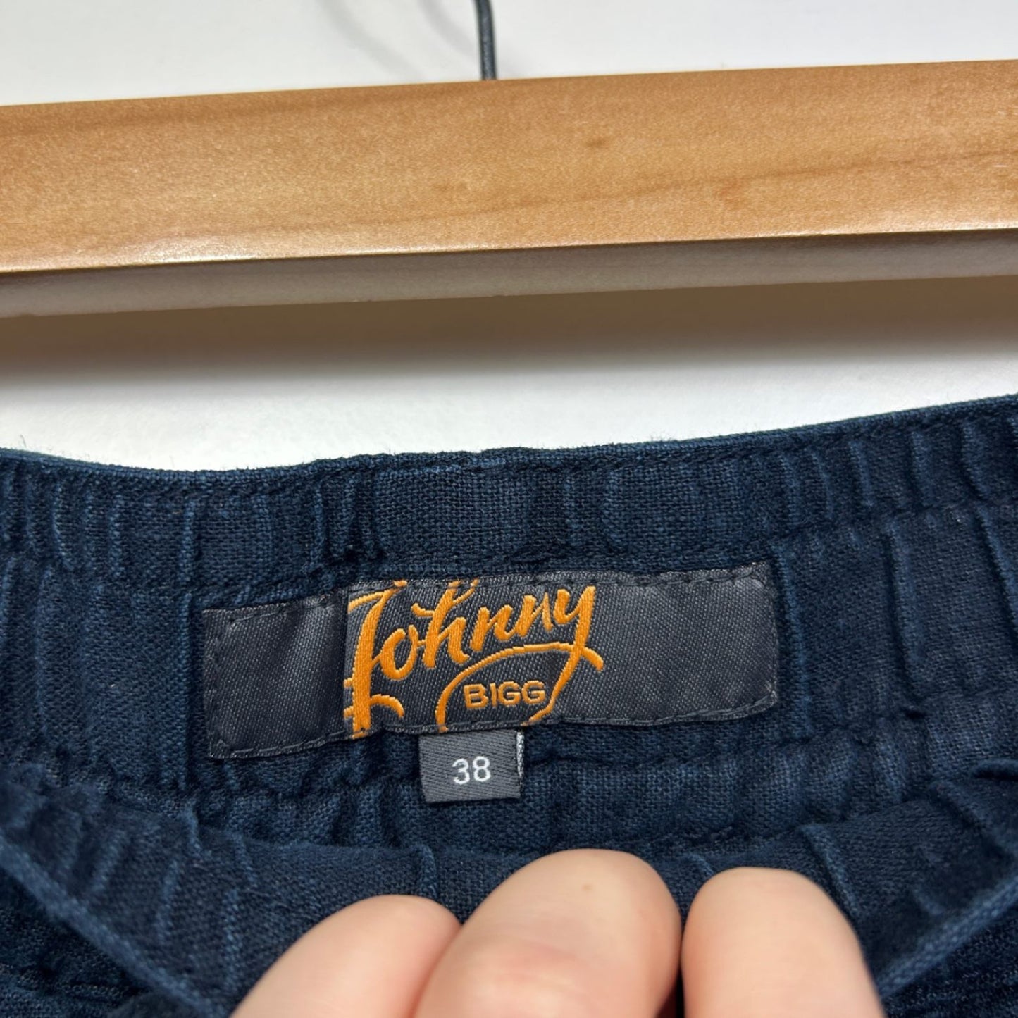 Johnny Bigg Mens Navy Blue Cotton Blend Casual Shorts Size 38