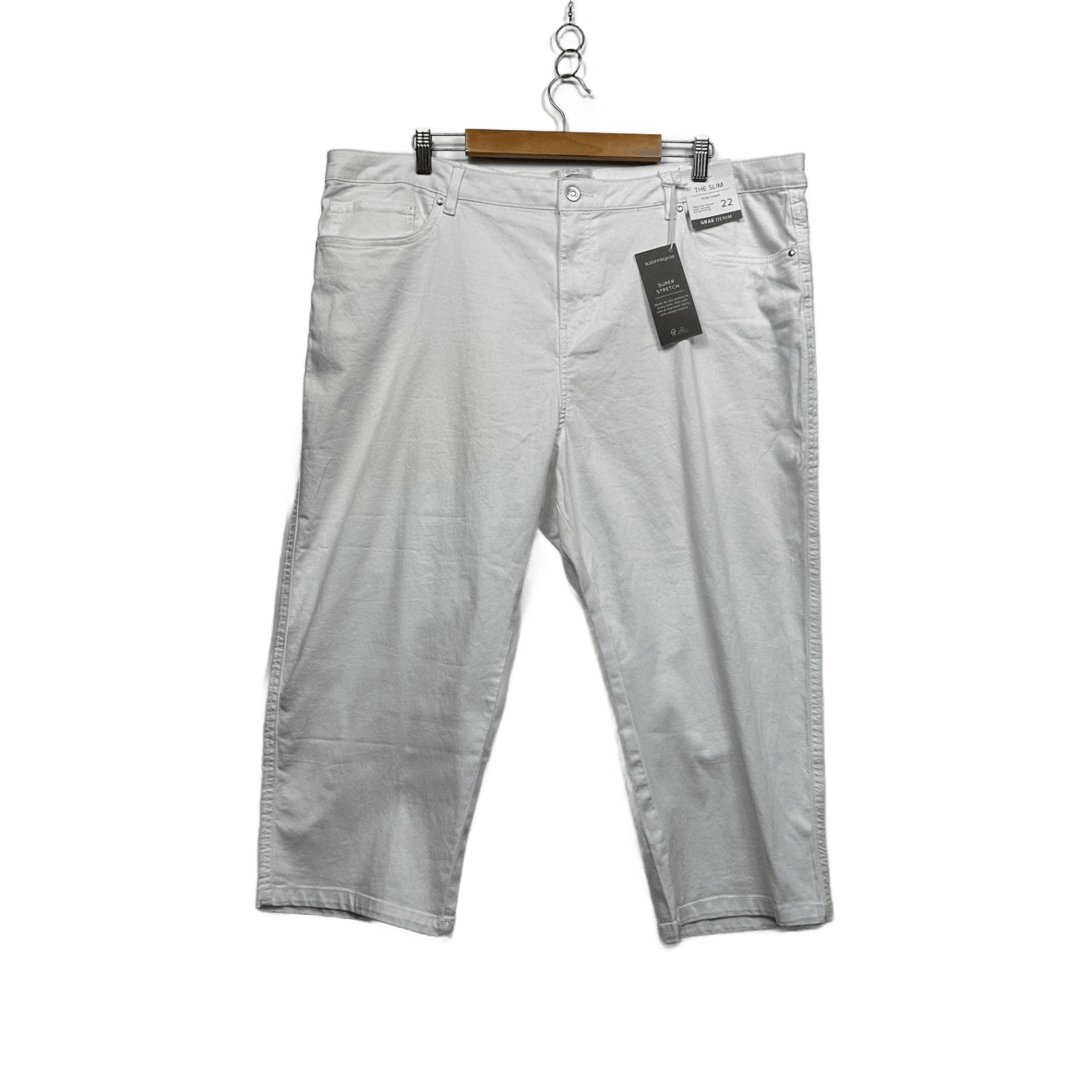 New Suzanne Grae Denim White Cropped Jeans Pants Size 22