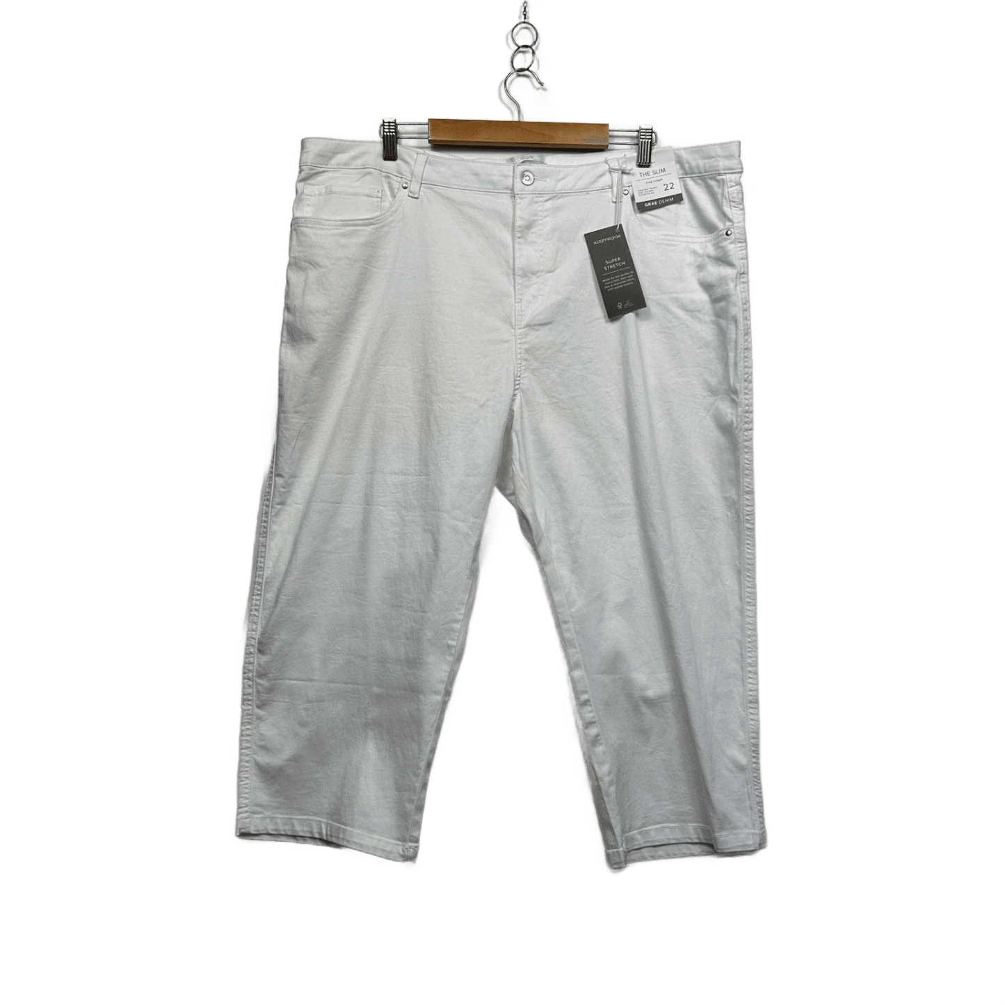 New Suzanne Grae Denim White Cropped Jeans Pants Size 22