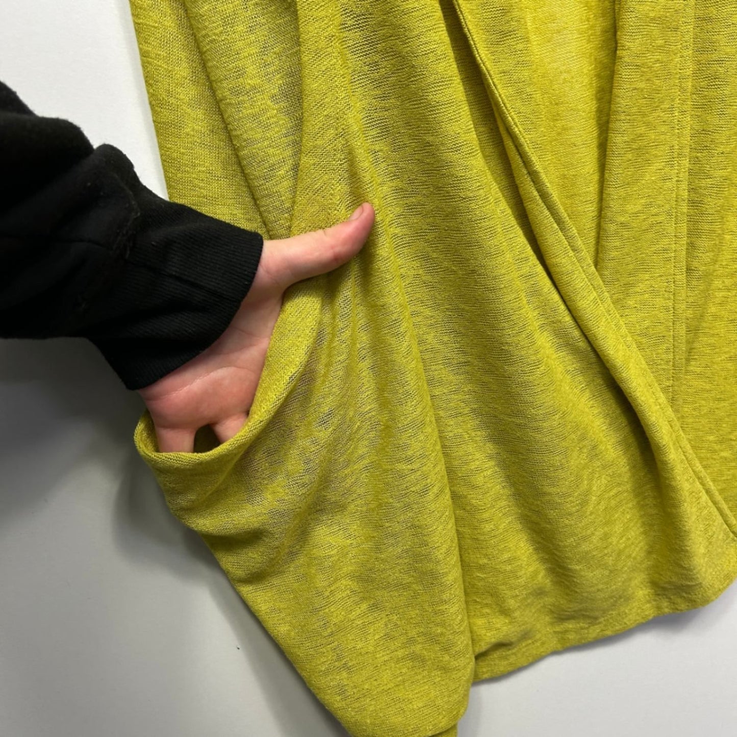 Taking Shape Chartreuse Lime Green  Open Front Longline Knit Cardigan Size 22