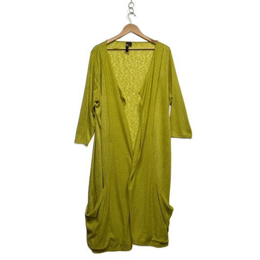 Taking Shape Chartreuse Lime Green  Open Front Longline Knit Cardigan Size 22