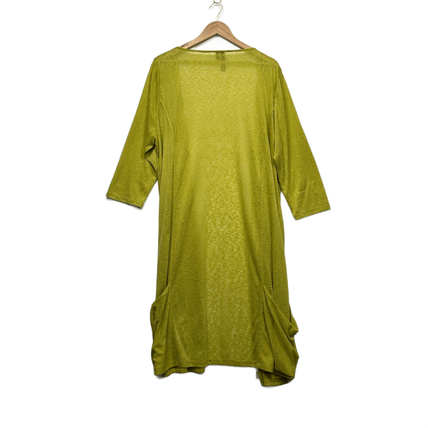 Taking Shape Chartreuse Lime Green  Open Front Longline Knit Cardigan Size 22