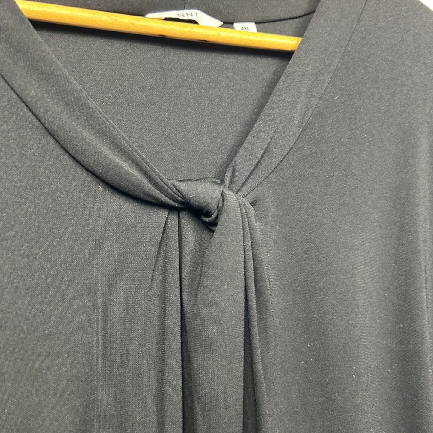 NNT Womens Black Short Sleeve V Neck Workwear Top Blouse Size 4XL 22 24