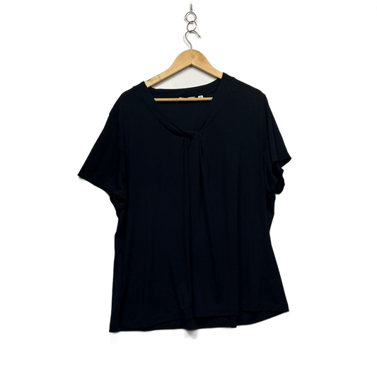 NNT Womens Black Short Sleeve V Neck Workwear Top Blouse Size 4XL 22 24