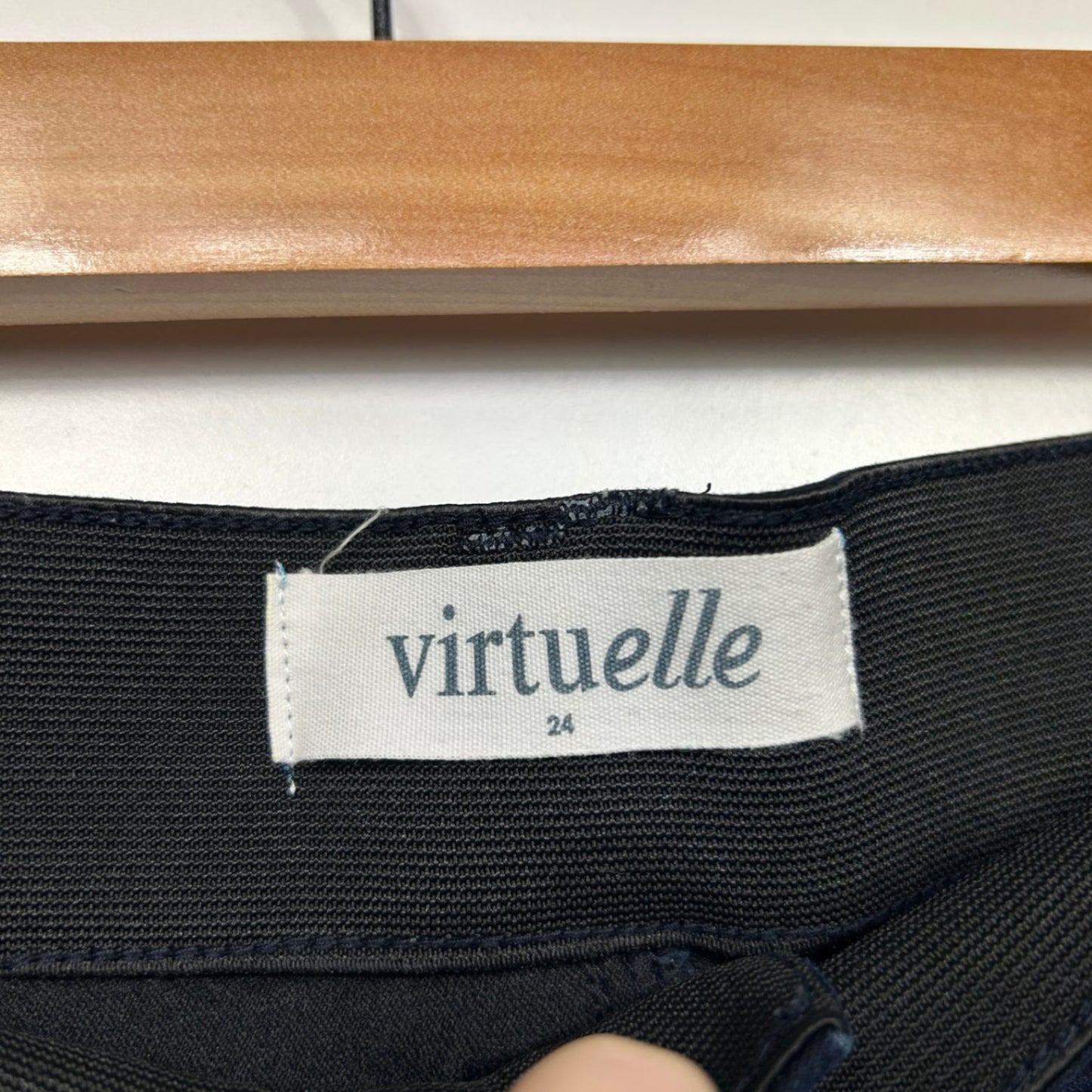 Virtuelle Dark Wash Blue Stretch Jeans High Waist Cropped Denim Pants Size 24