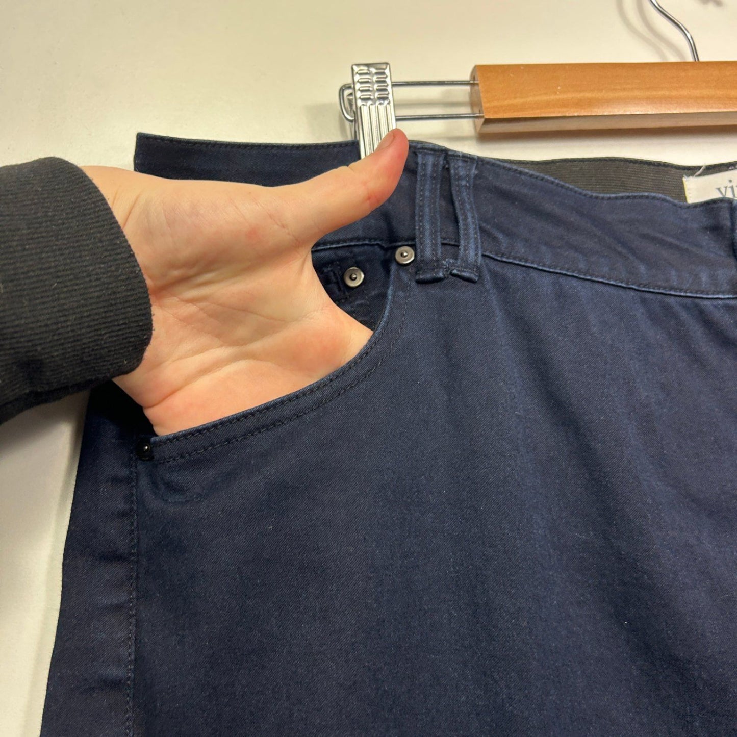 Virtuelle Dark Wash Blue Stretch Jeans High Waist Cropped Denim Pants Size 24