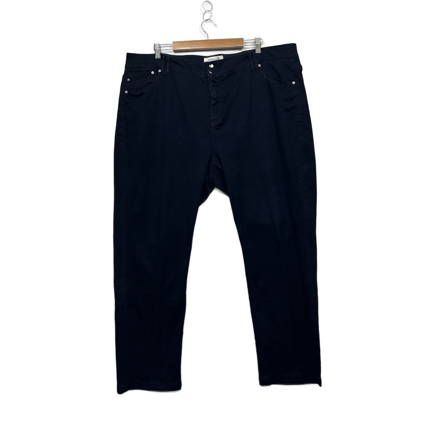 Virtuelle Dark Wash Blue Stretch Jeans High Waist Cropped Denim Pants Size 24