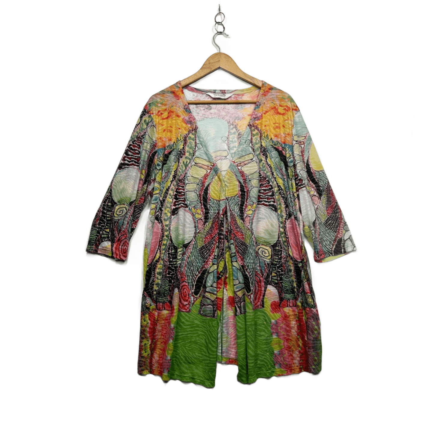Virtuelle Multicoloured Long Sleeve Open Front Top Size 18 Plus Medium