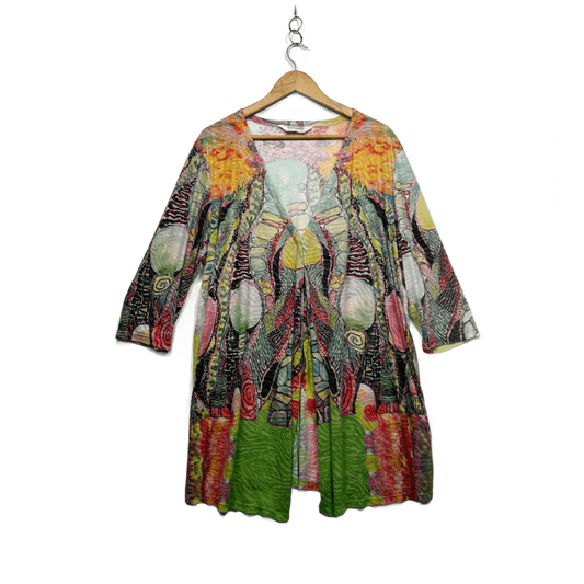 Virtuelle Multicoloured Long Sleeve Open Front Top Size 18 Plus Medium