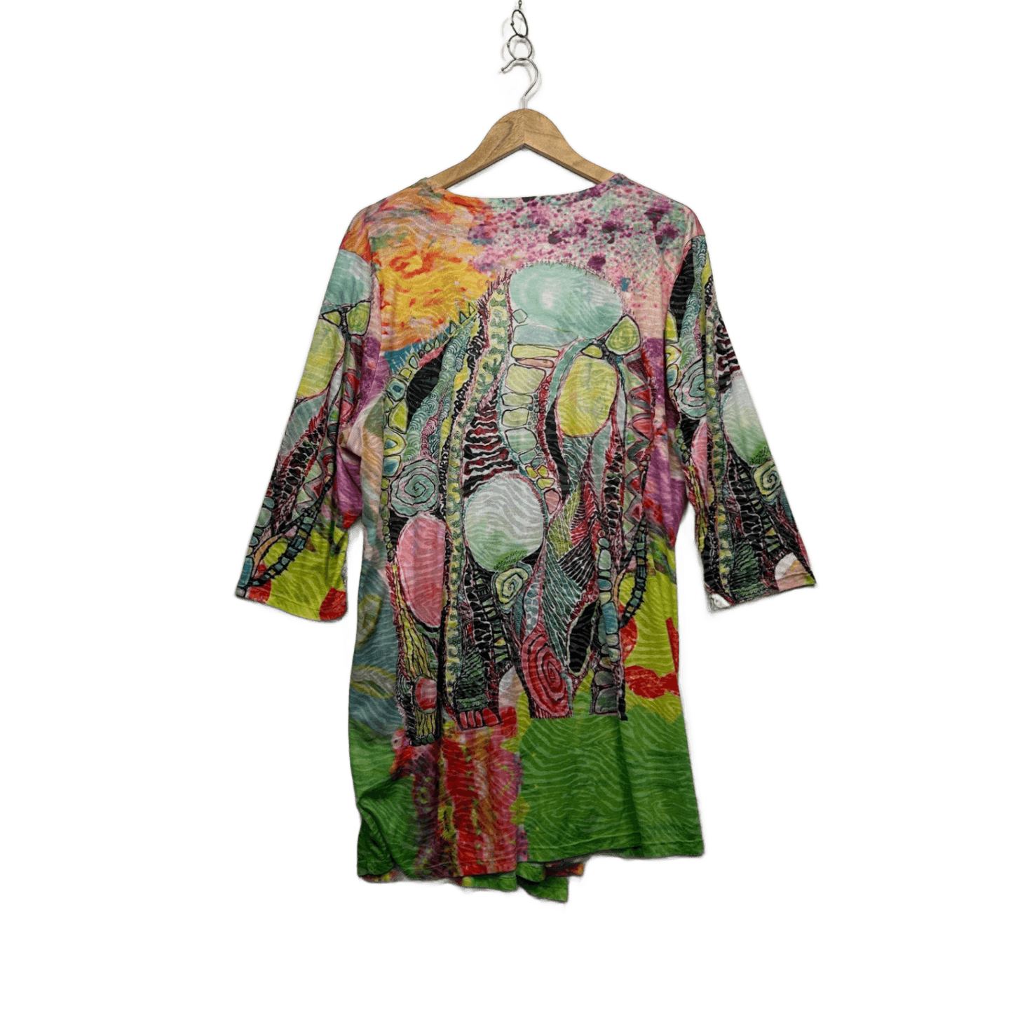 Virtuelle Multicoloured Long Sleeve Open Front Top Size 18 Plus Medium