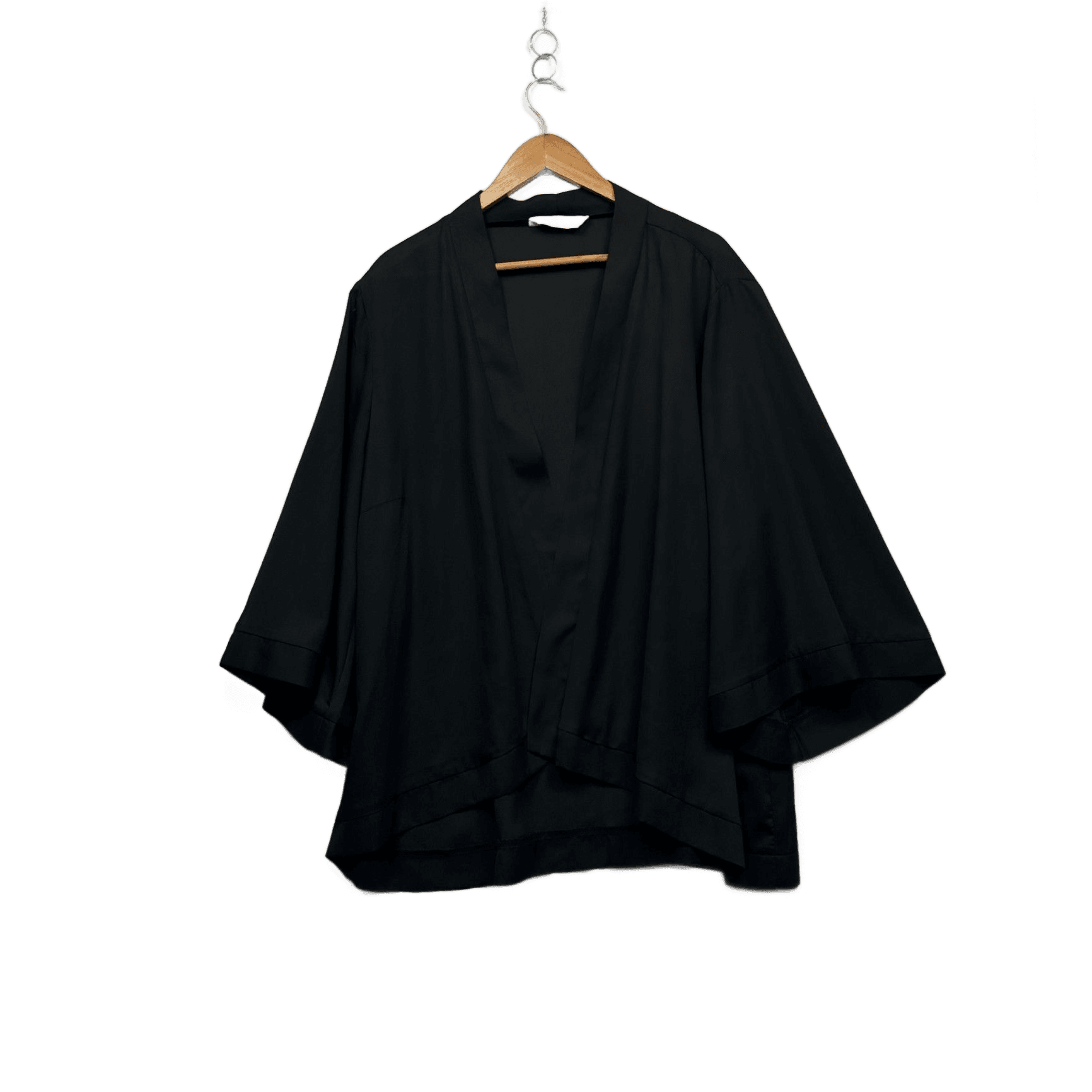 Avella Women's Black Long Sleeve Open Front Kimono Jacket Size 24